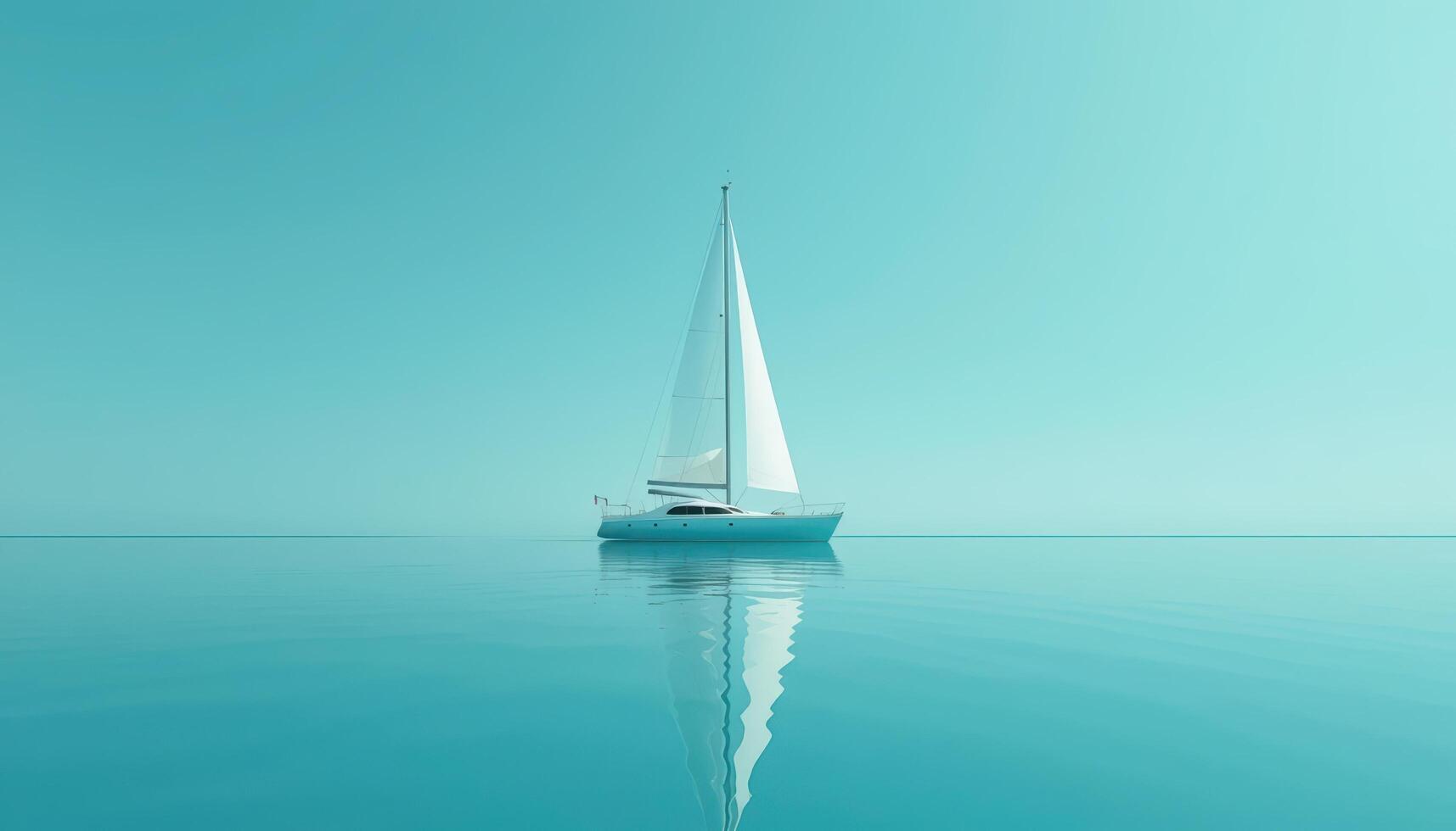 Tranquil Sailboat on Calm Teal Waters Under Clear Blue Sky photo