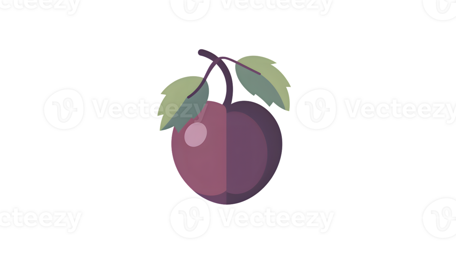 A vibrant plum with green leaves perfect for culinary and botanical designs png