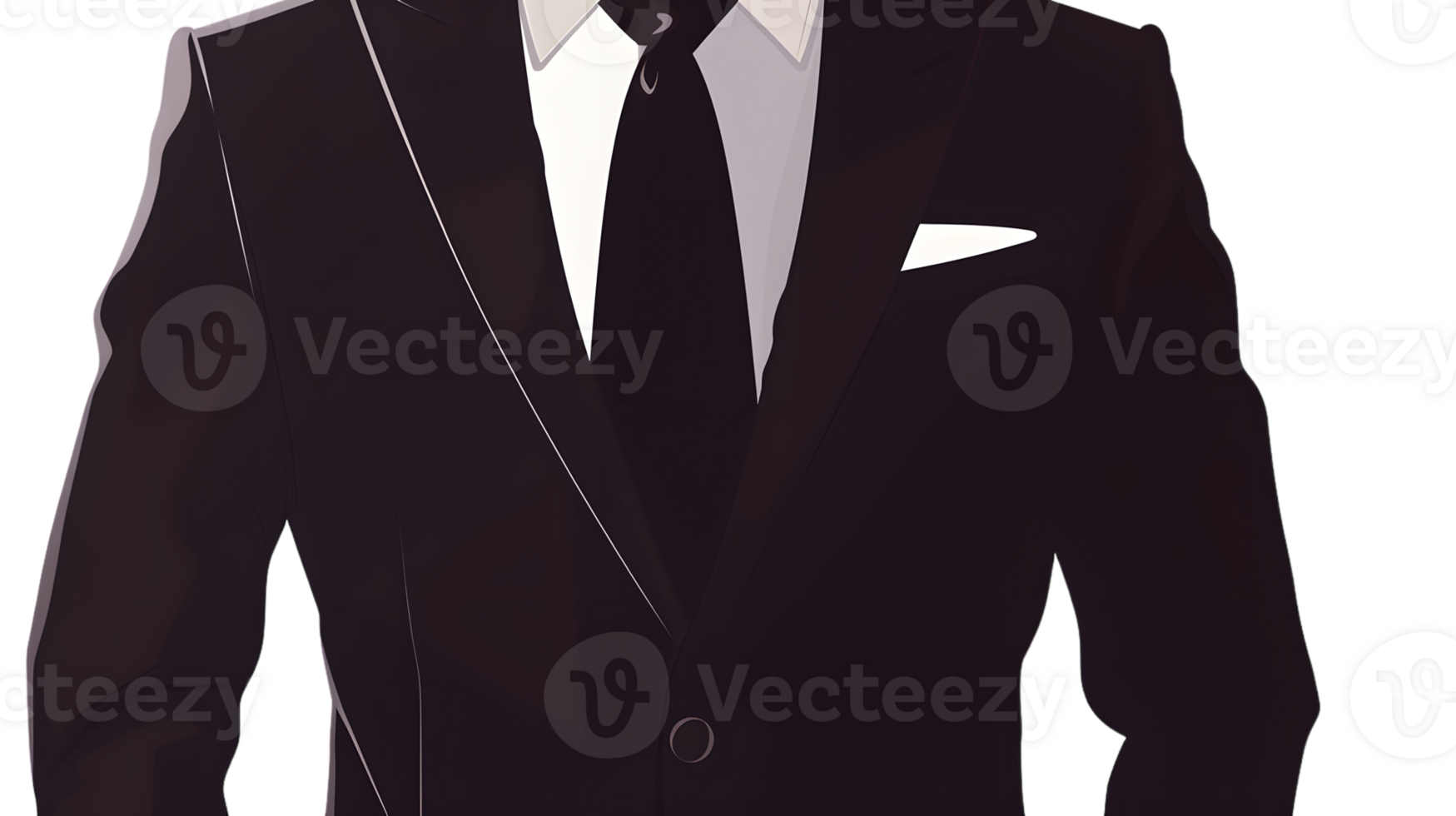 Elegant Formal Attire A Classic Black Suit with White Shirt and Tie Perfect for Business Eve png