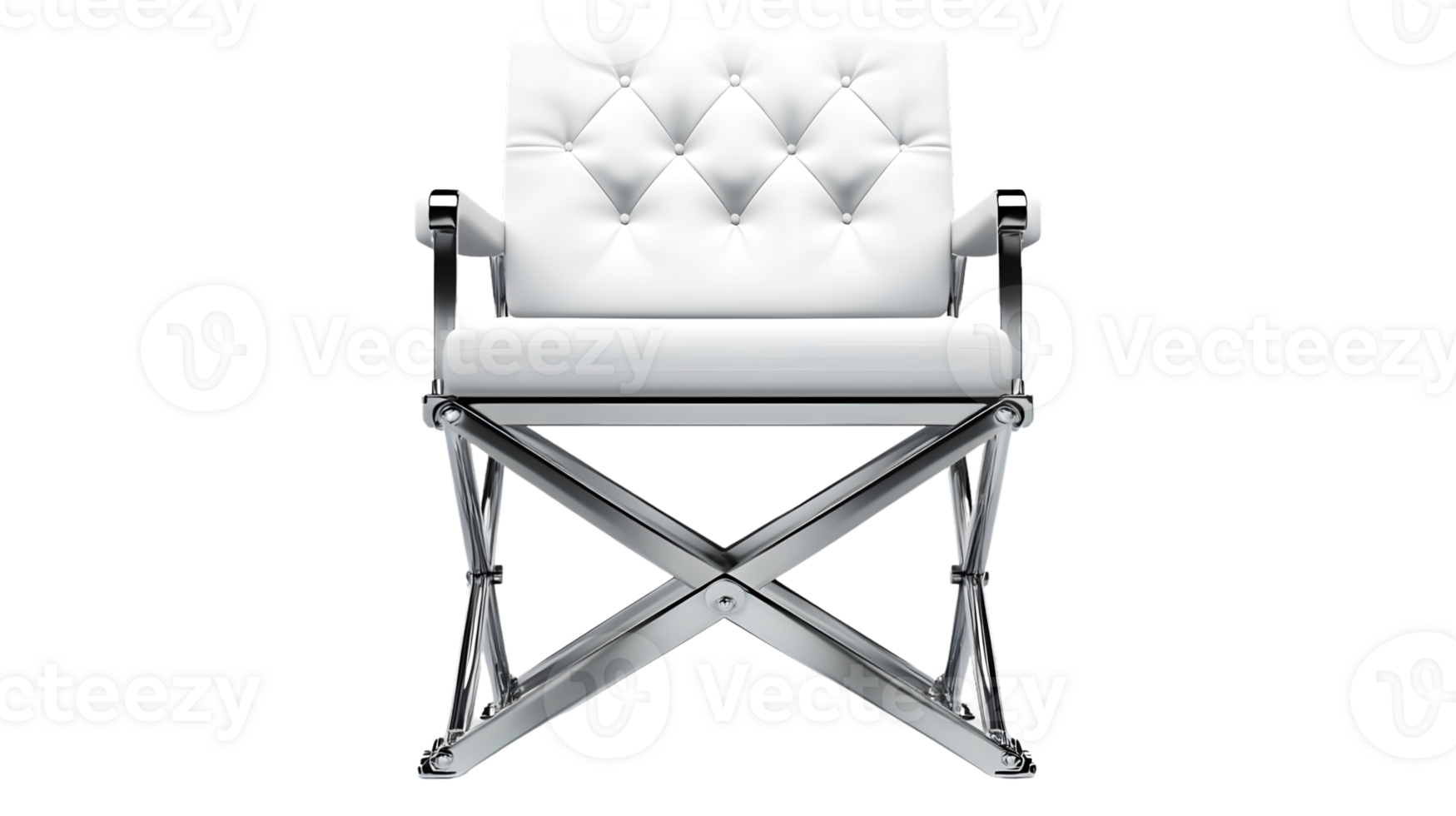 Elegant White Directors Chair with Chrome Frame for Stylish Seating Solutions png