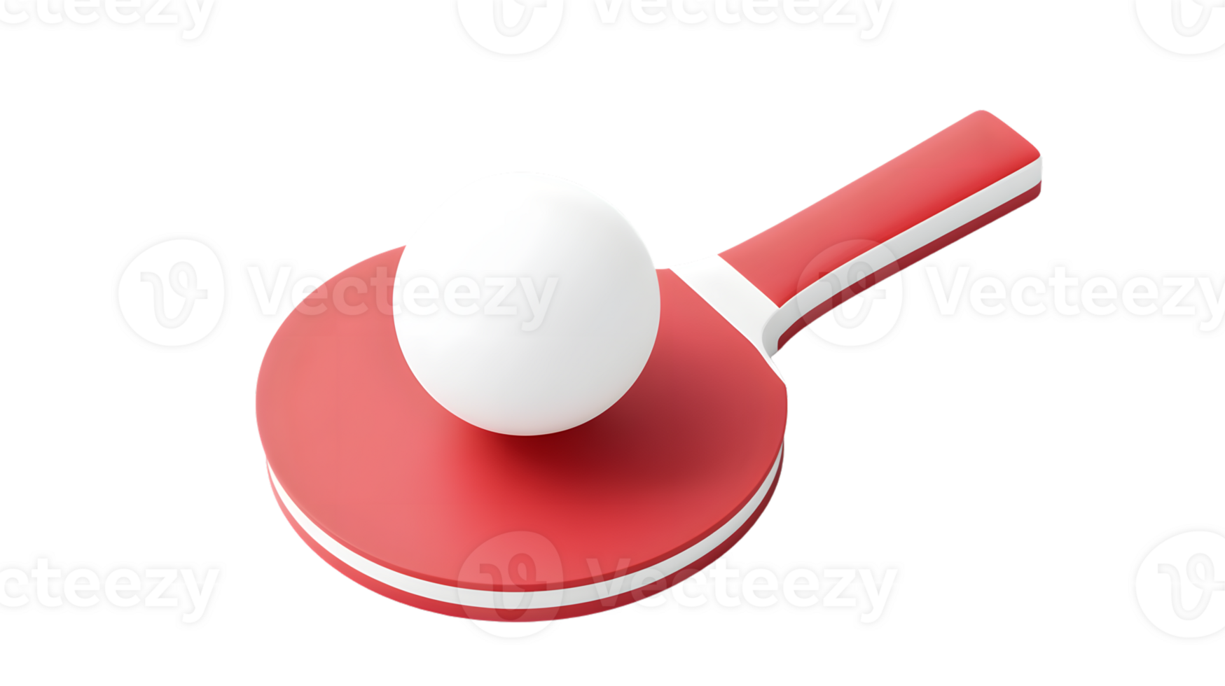 A red table tennis paddle with a white ball perfect for sports and recreation themes png