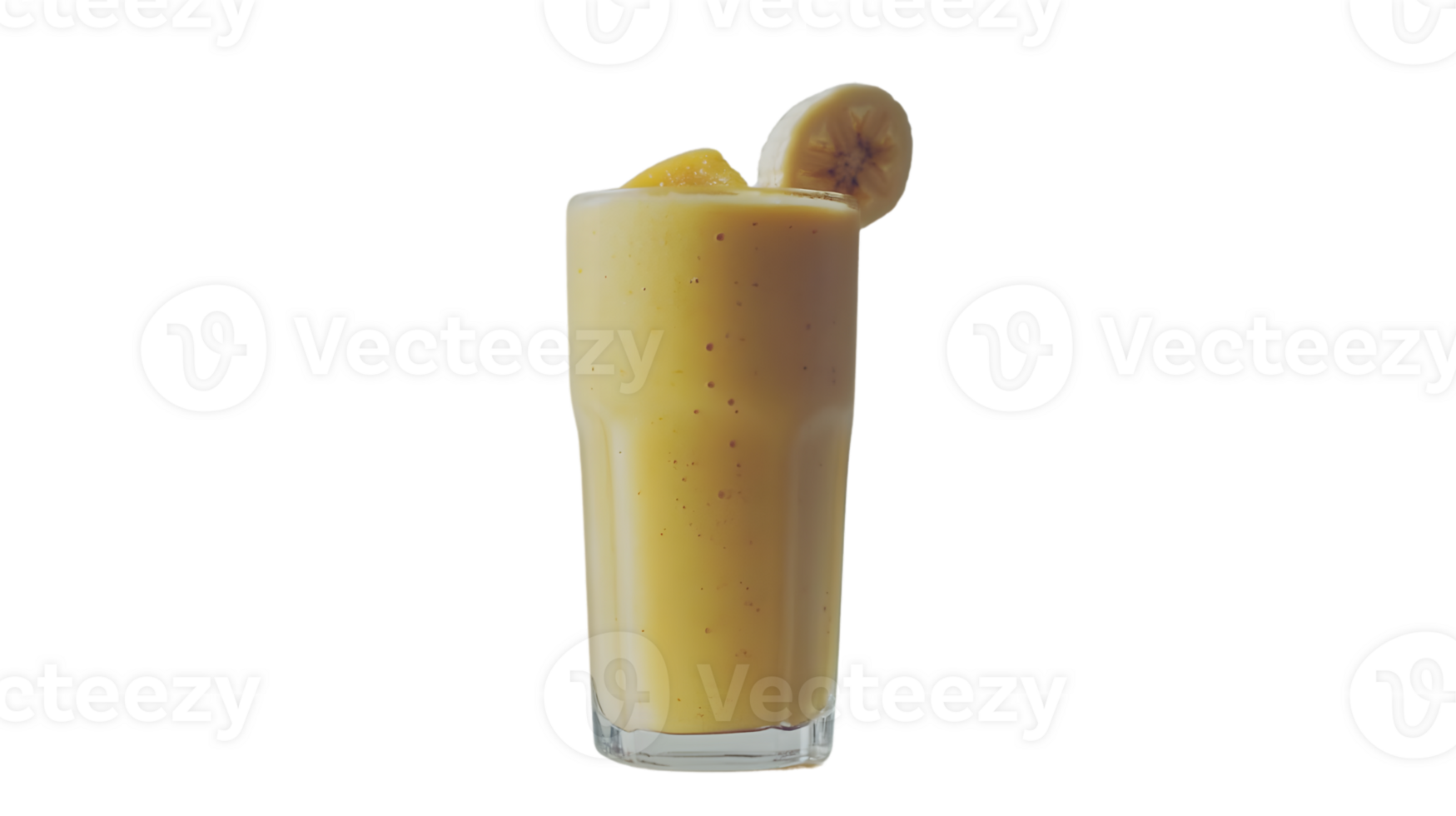 Refreshing Banana Smoothie in a Glass with Sliced Banana Garnish png