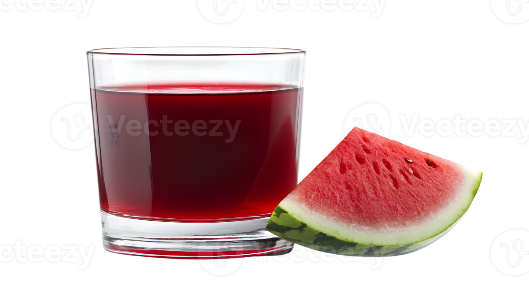 Refreshing Red Juice and Fruit Slice Displayed on a Clean Background png