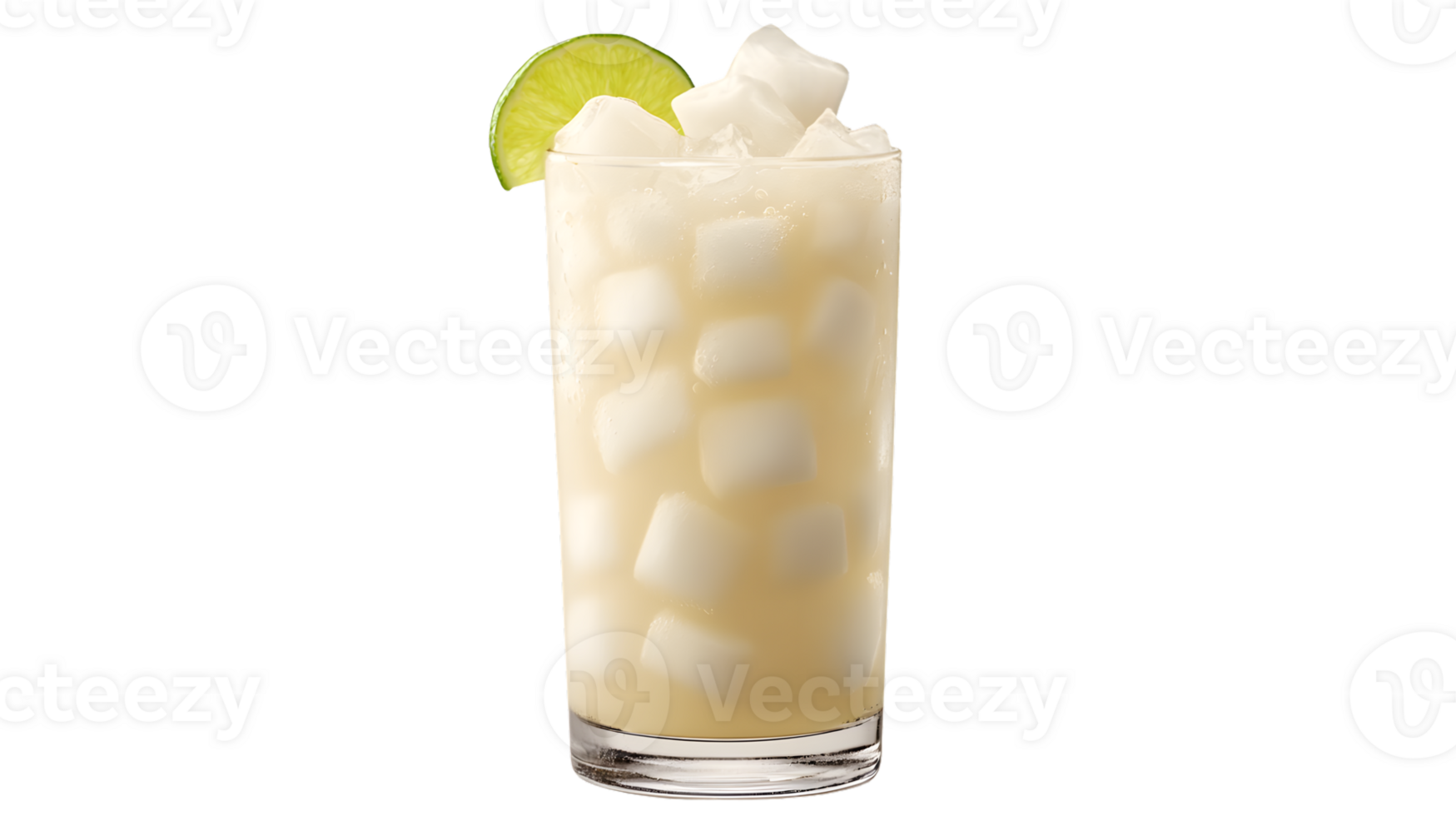 Refreshing Iced Beverage with Lime Garnish in a Tall Glass png