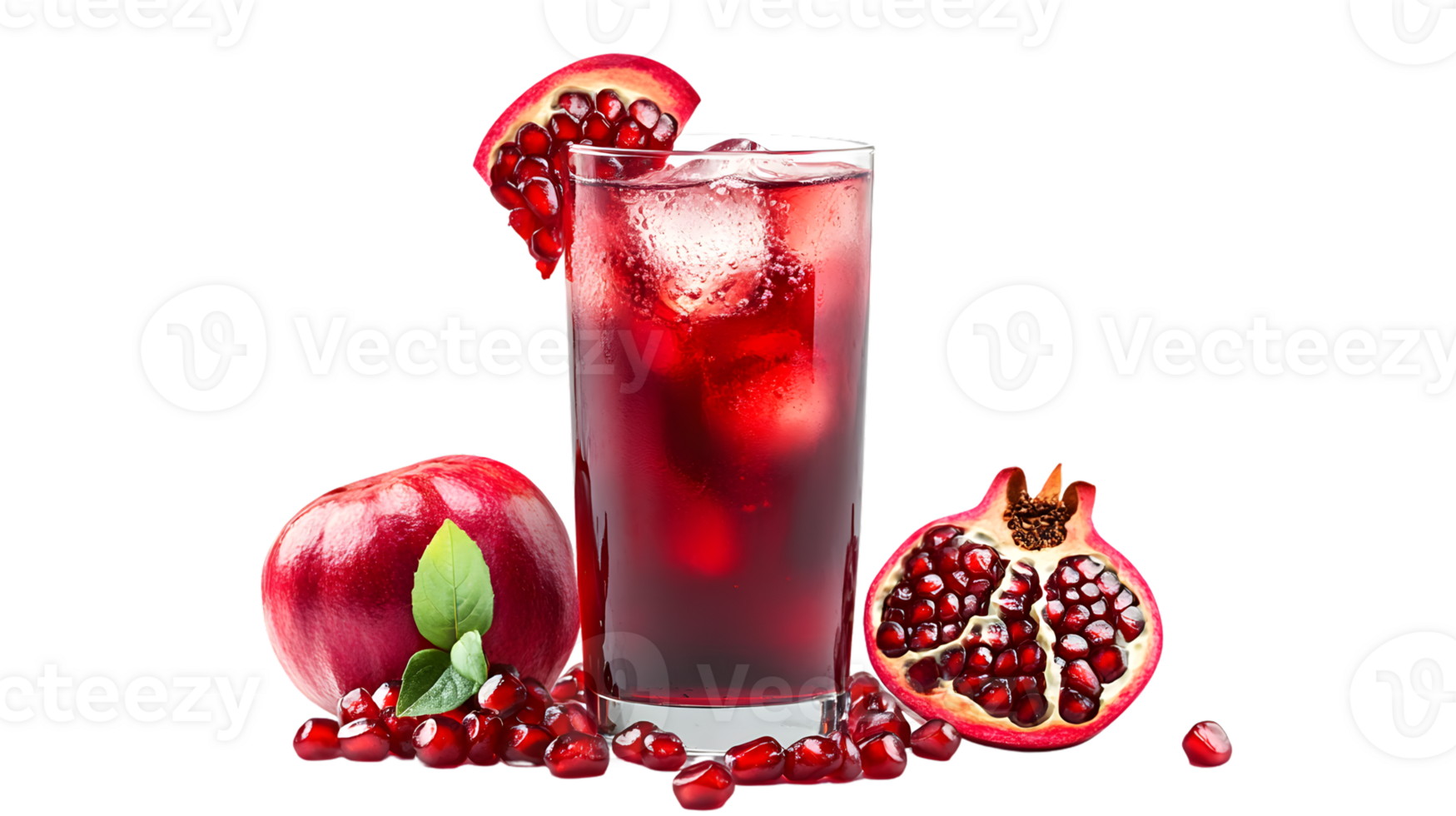 Refreshing Red Juice with Fresh Fruits and Ice Cubes Ideal for Health and Beverage Themes png