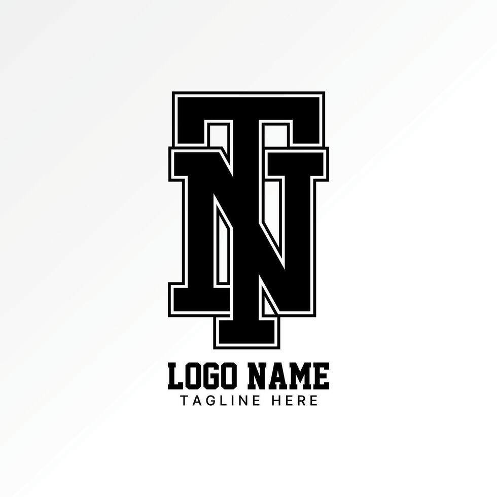 initial TN or NT sport font connect line athletic monogram typography branding vector