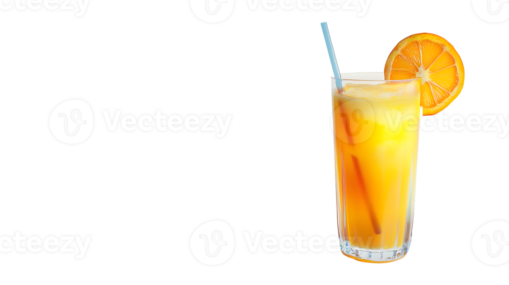 Refreshing Orange Beverage with Ice and Slice Garnish in a Tall Glass png