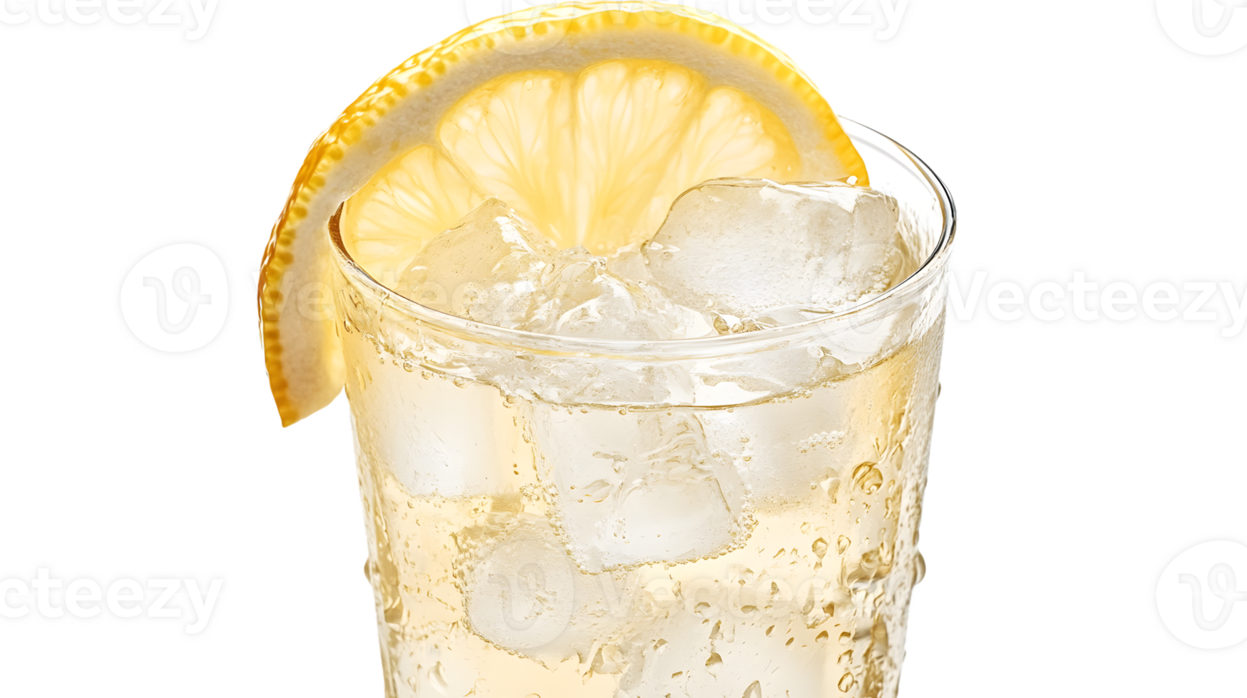 Refreshing Lemonade with Ice Cubes and a Slice of Lemon in a Glass png