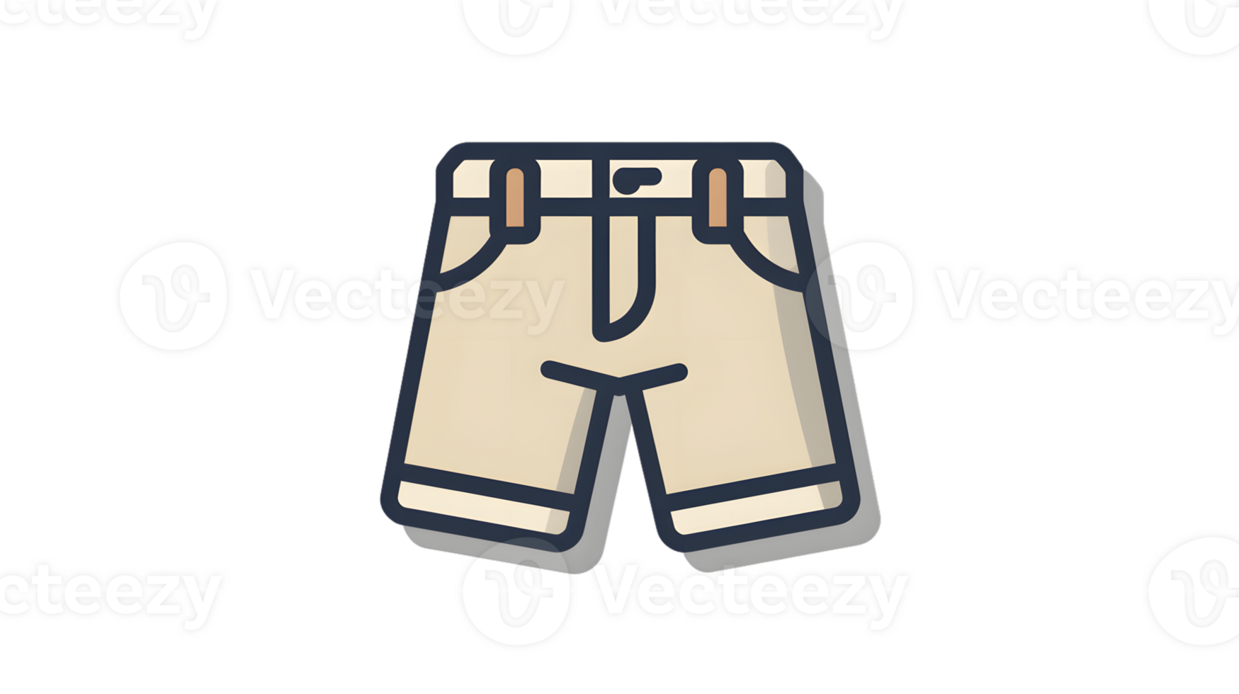 Beige Shorts with Belt Loops and Pockets Fashion Illustration for Apparel Design Marketing png