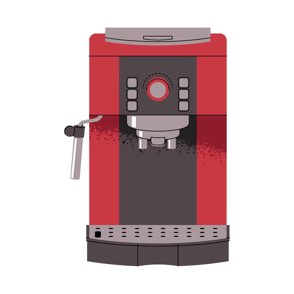 Coffee machine for home, coffee shop, cafe. Modern kitchen accessories for making hot drinks in cafe. Device for making drinks. Flat illustration isolated vector