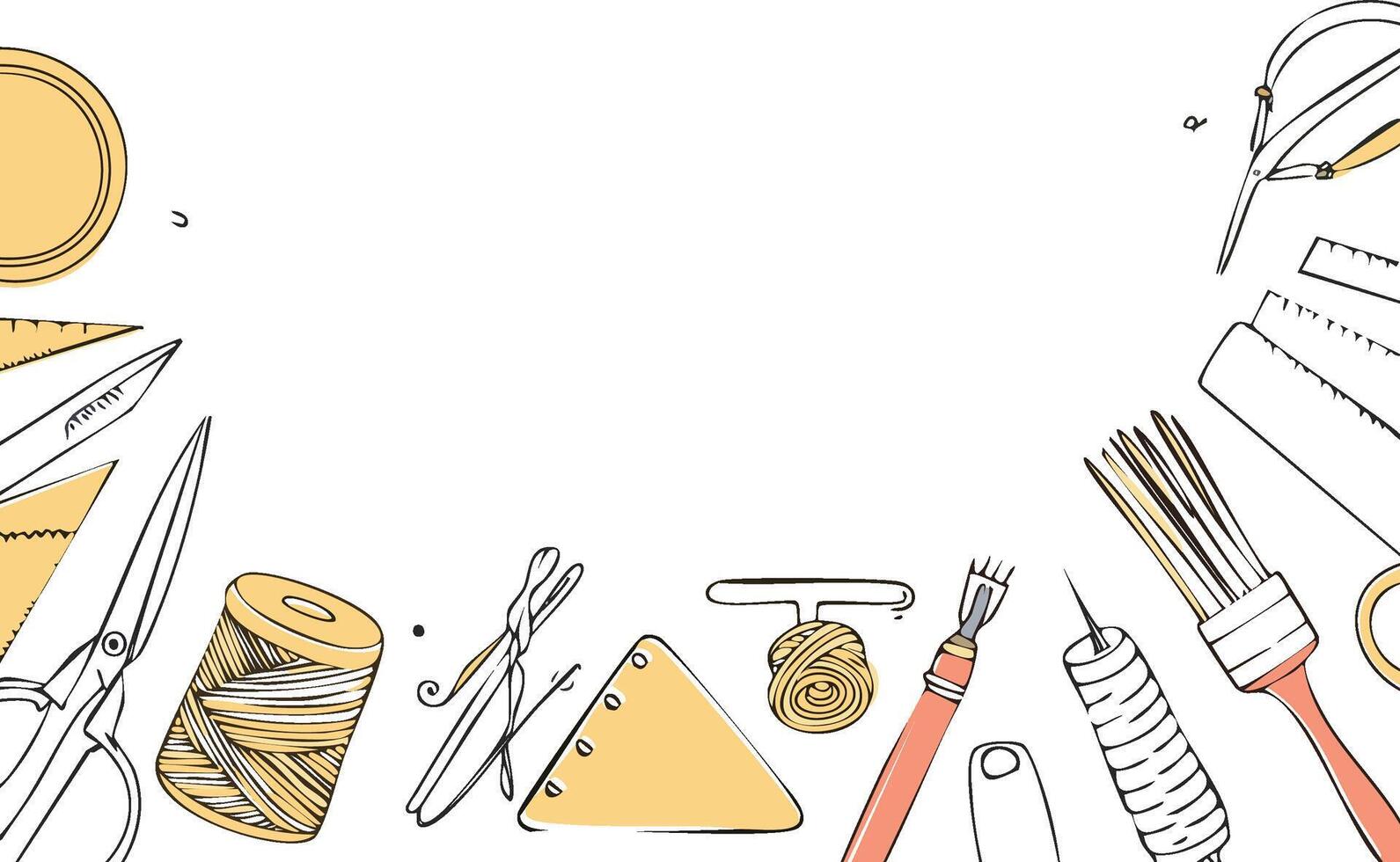 colorful hand drawn style artisanal equipments with copy space vector