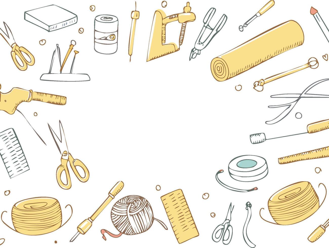 colorful artisanal tool illustration with copy space vector
