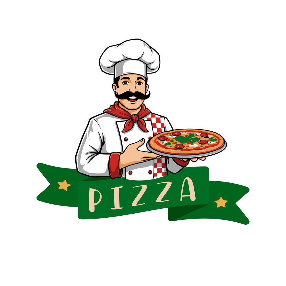 Pizza logo. It is a suitable logo for pizza shops that offer delivery service. Editable logo template. vector