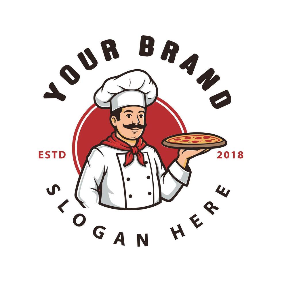 Pizza logo. Suitable for businesses that offer catering services related to pizza. Editable logo template. vector