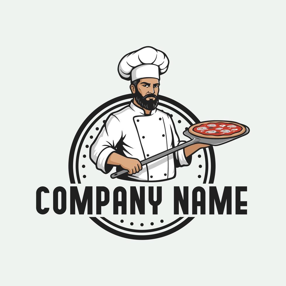 Pizza logo. It is a visual design suitable for fast food delivery companies. Editable logo template. vector
