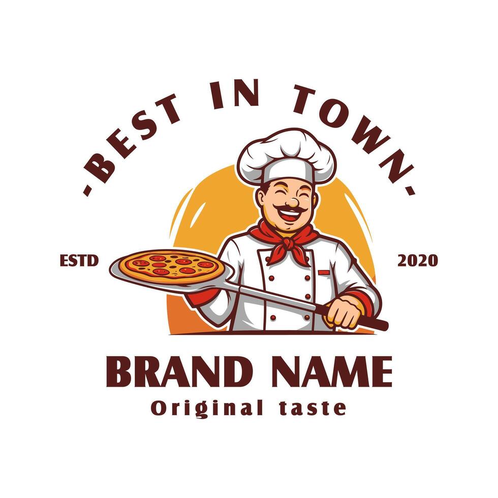 Pizza logo. It offers an ideal option for restaurants and catering services. Editable logo template. vector
