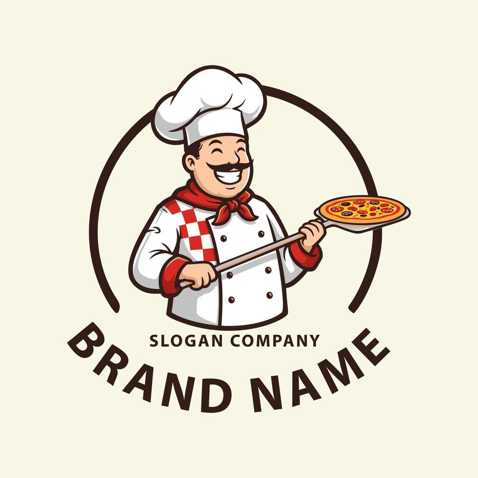 Pizza logo. A special design for pizza shops that provide delivery service. Editable logo template. vector