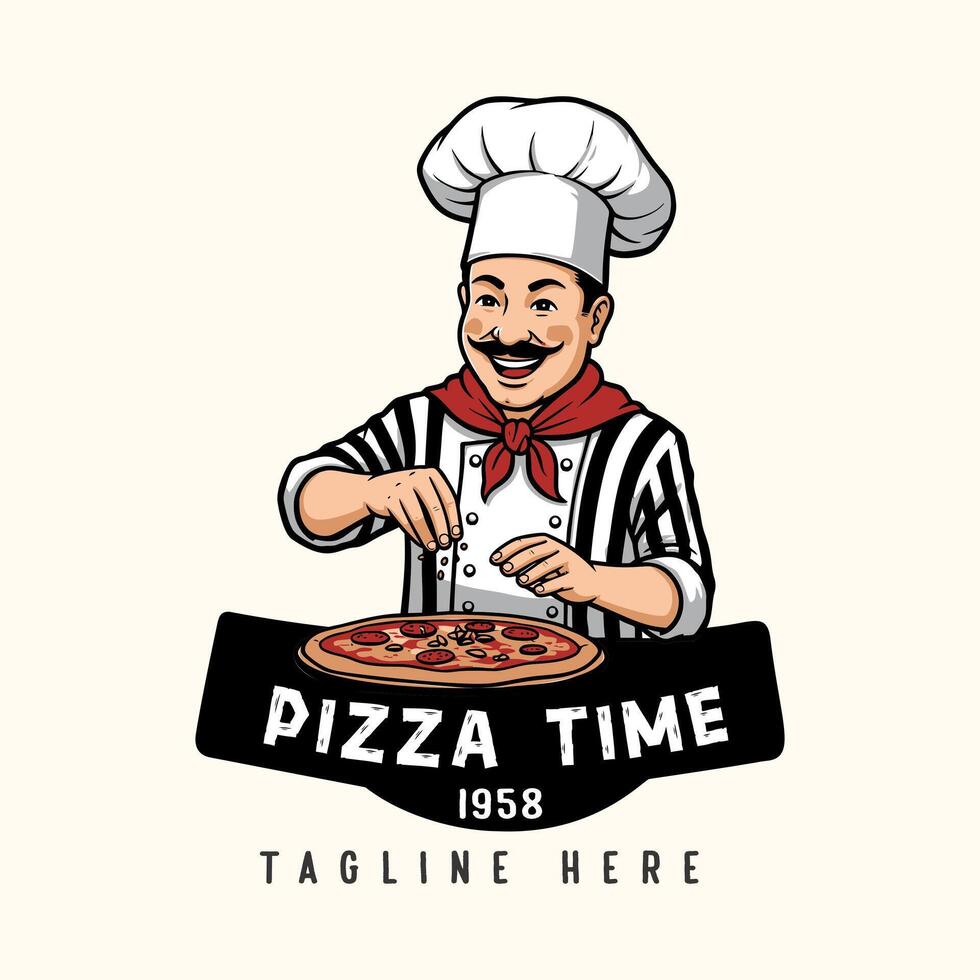 Pizza logo. An ideal design for Italian cuisine pizza businesses. Editable logo template. vector