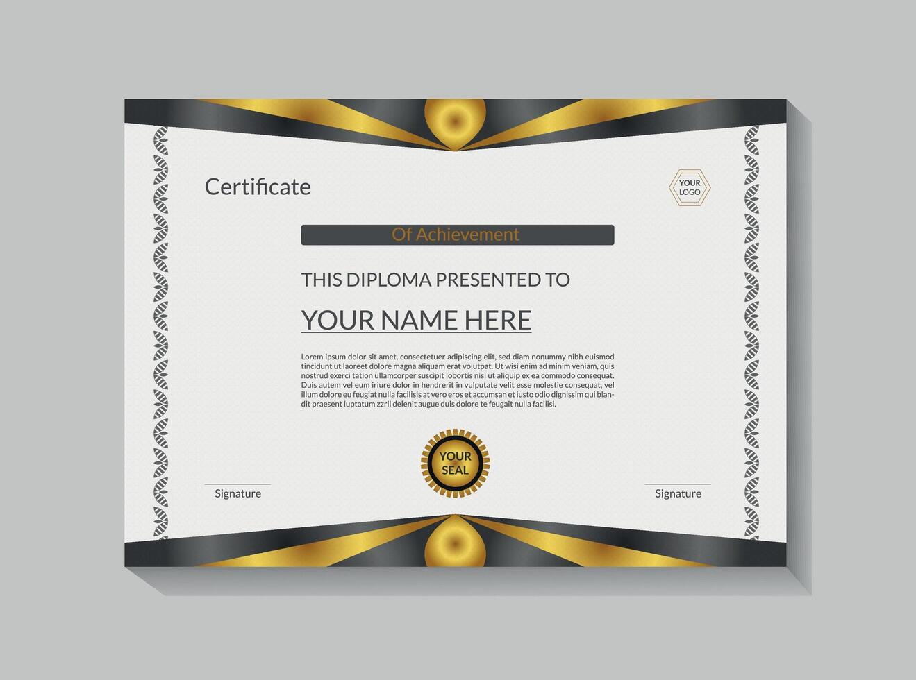 Elegant Certificate Template Design With Golden Details vector