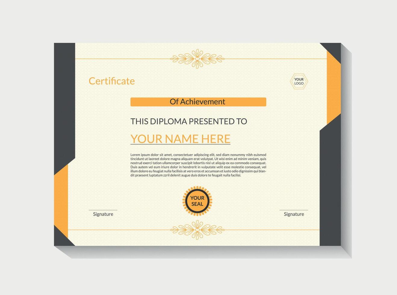 professional Elegant Certificate Template Design vector