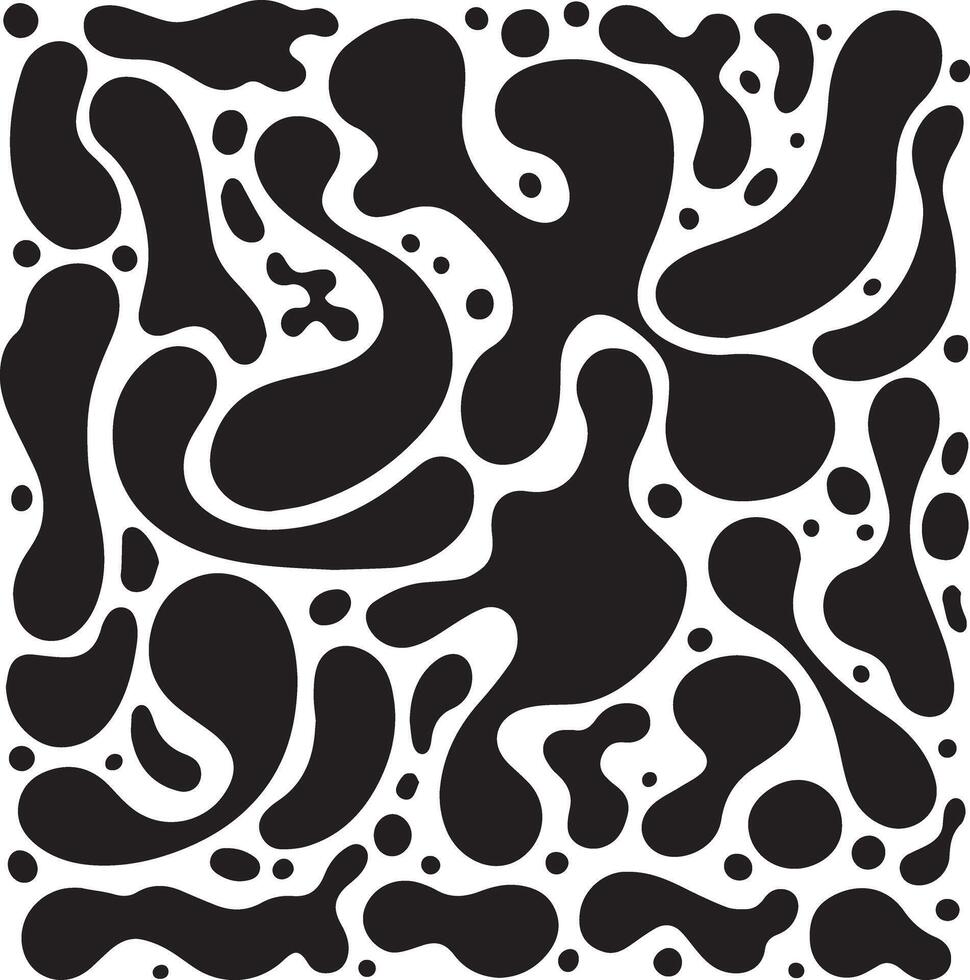 Black and White Abstract Wall Art - Modern Minimalist Ink Blot Pattern Print for Contemporary Decor vector