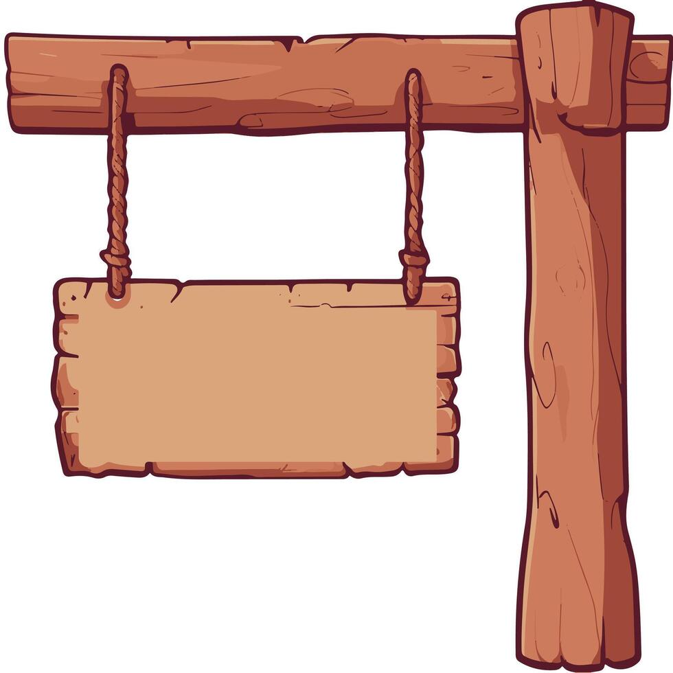 hanging wooden signboard illustration perfect for logos banners posters and design projects Ideal for rustic vintage and creative artwork with a natural wood style vector