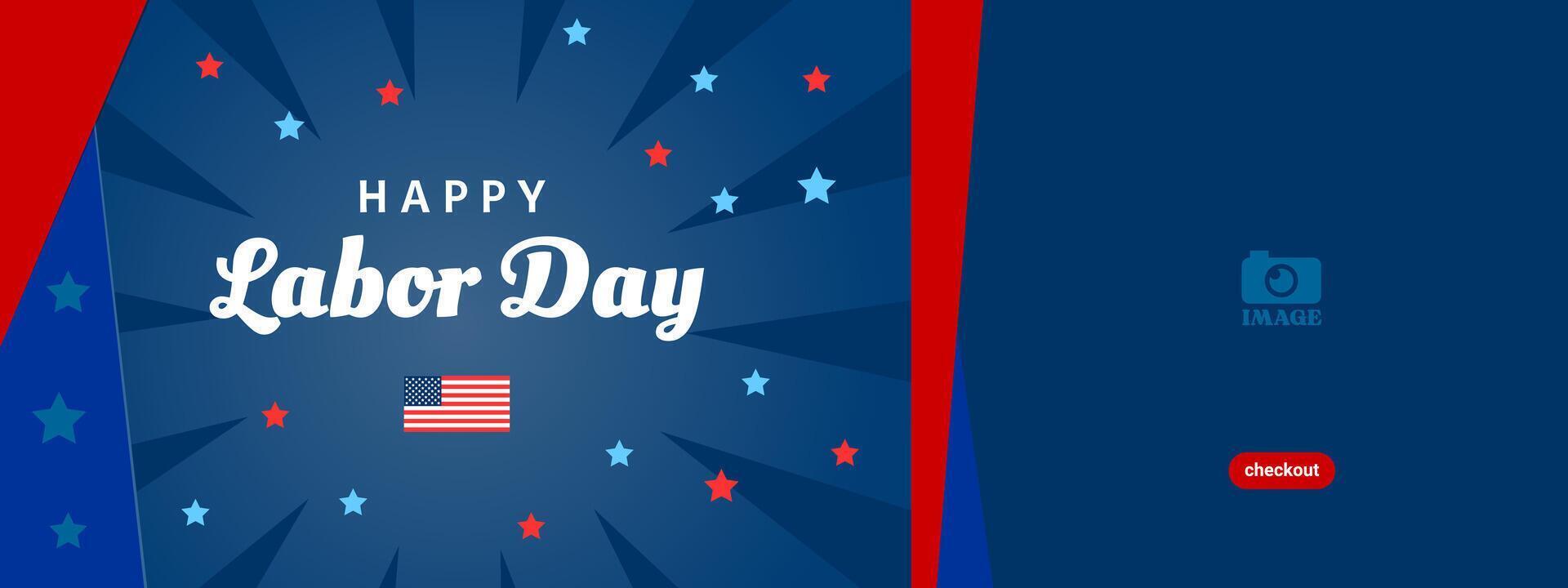 Happy Labor Day. Banner template design with american flag for events, promotions, advertisements vector