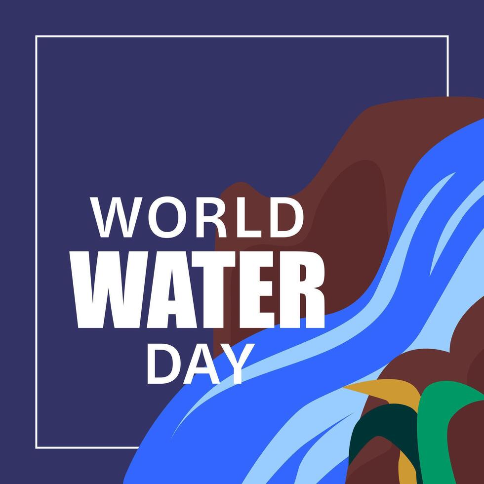 World Water Day. Social Media template design with water illustration out of faucet for greeting, campaign, annual event on March 22 vector