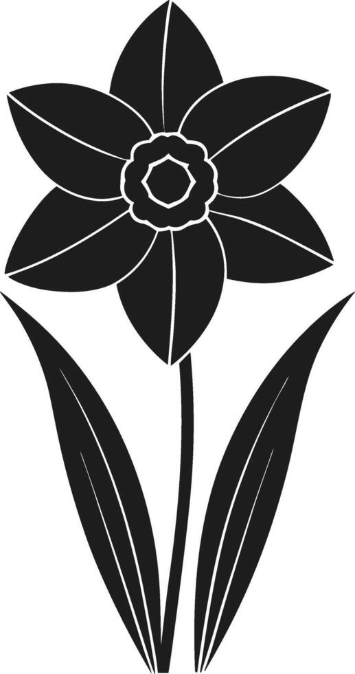 Elegant Daffodil Flower Silhouette - Spring Botanical Illustration vector