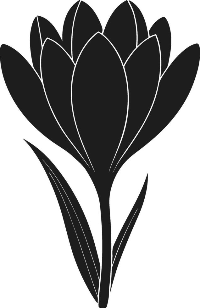 Elegant Crocus Flower Silhouette - Minimalist Floral for Autumn and Fall vector