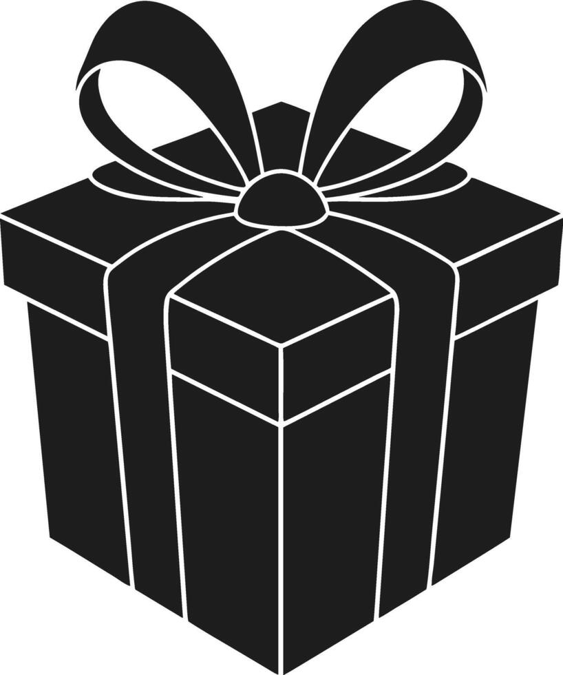 An Elegant Gift Box with Ribbon Bow - Black Silhouette for Mother's Day and Celebrations vector