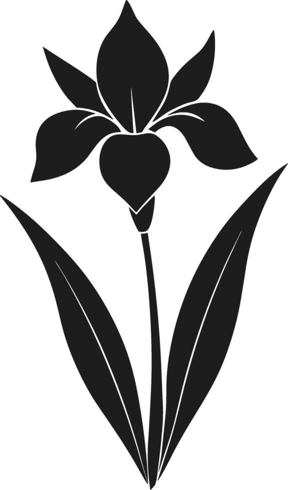 Elegant Iris Flower Silhouette - Minimalist Botanical for Spring Designs vector
