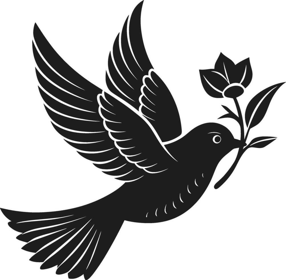 Flying Dove with Flower - Elegant Mother's Day Illustration vector