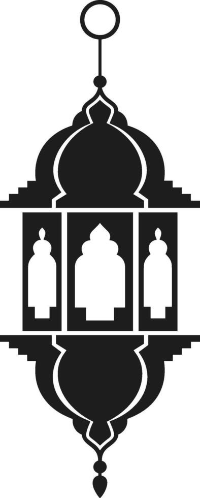 Elegant Islamic Lantern Silhouette - Traditional Arabic Hanging Lamp for Ramadan and Eid vector