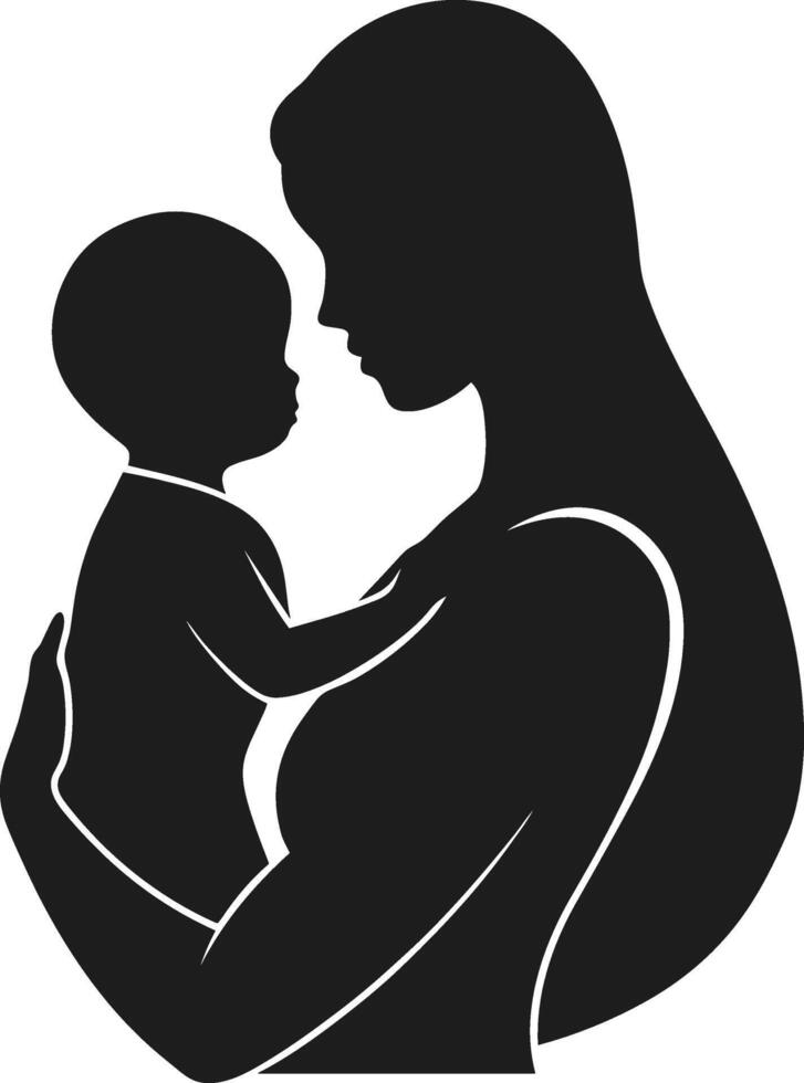 Loving Mother Holding Baby - Heartfelt Mother's Day Silhouette vector