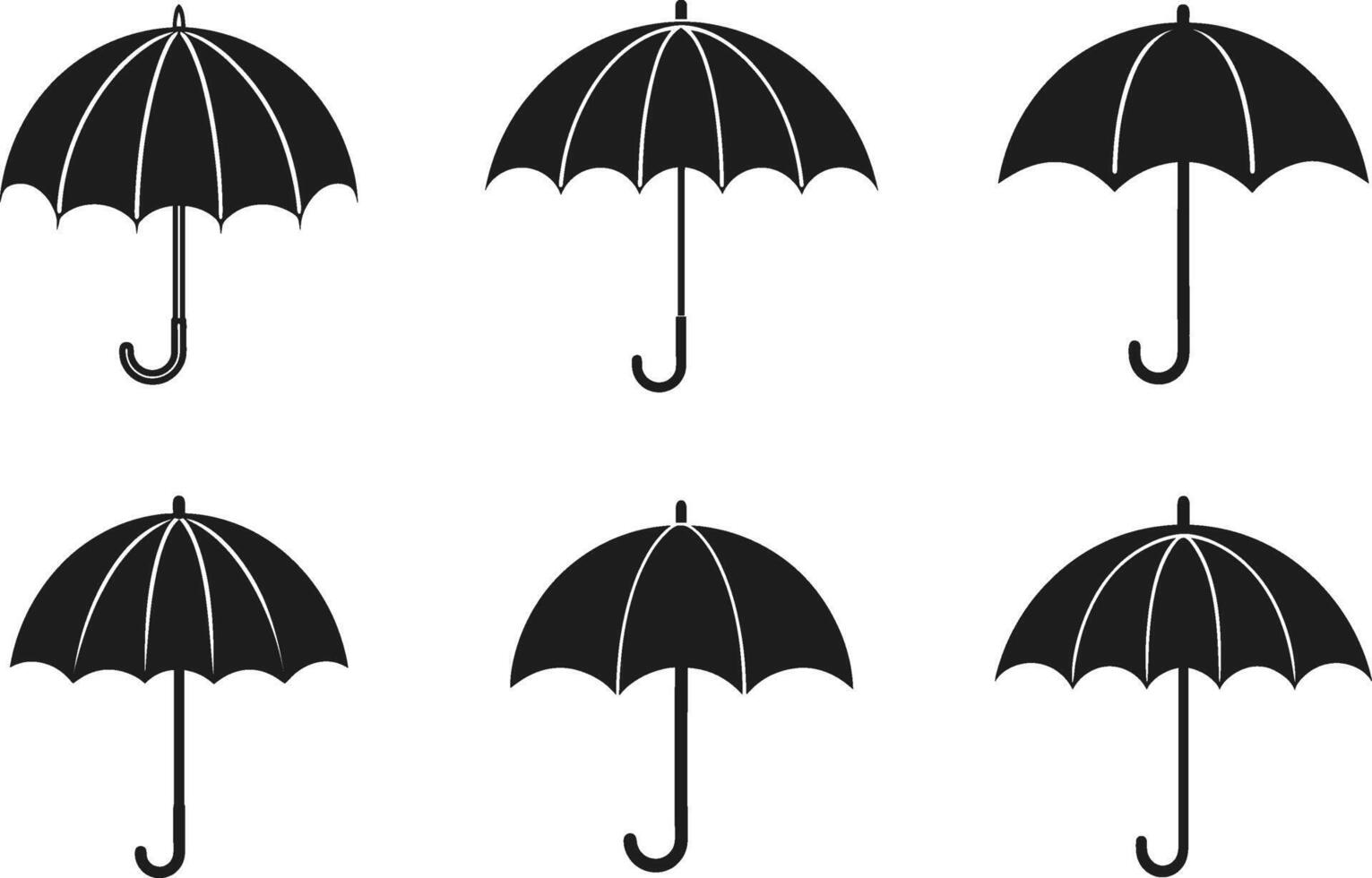 Umbrella Silhouette Set - Minimalist Rain Protection Icons for Spring and Weather Designs vector