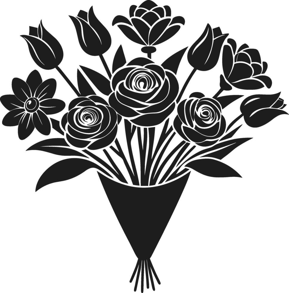 Graceful Floral Bouquet Silhouette - Elegant Mother's Day Design vector