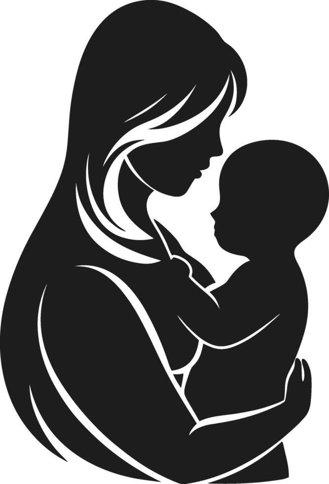 Mother and Baby Silhouette - Elegant Mother's Day Illustration vector