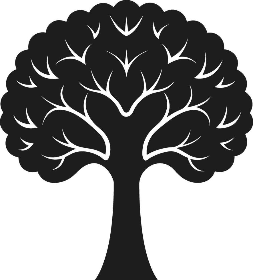 Elegant Black Silhouette Tree with Artistic Branches and Rounded Canopy vector