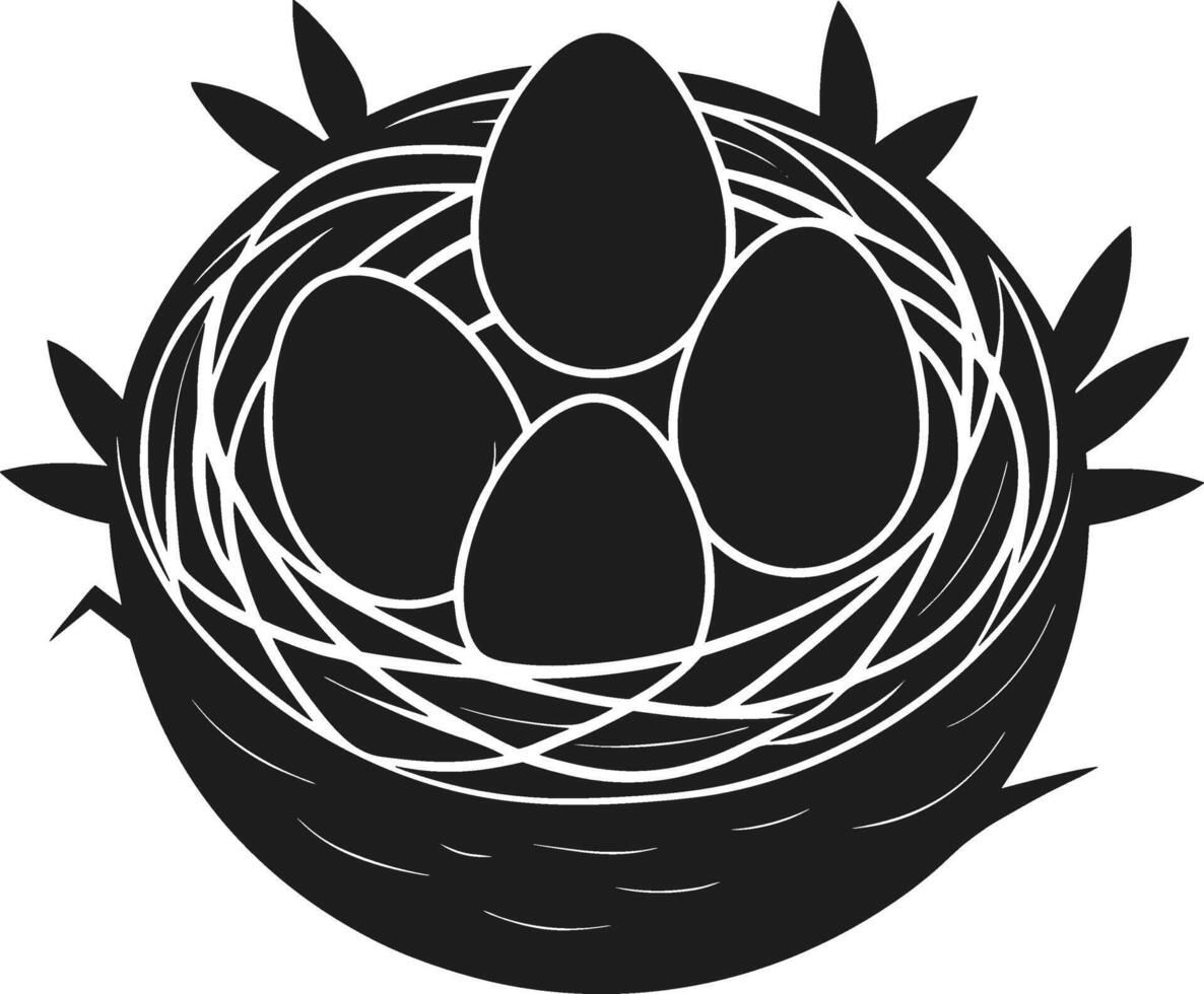 Bird Nest with Four Eggs - Spring Wildlife and Easter Illustration vector