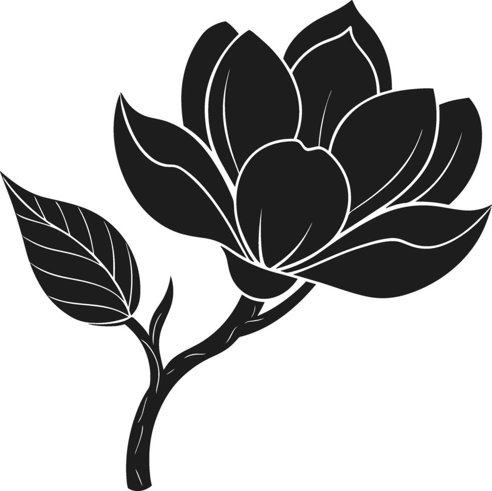 An Elegant Magnolia Flower Silhouette - Spring Floral Illustration vector