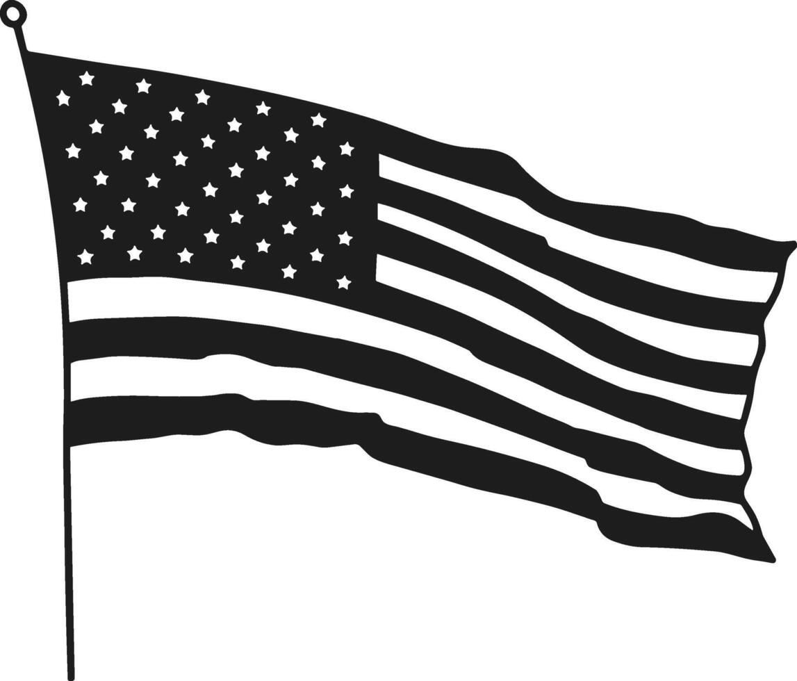 A Waving American Flag Silhouette - Patriotic Memorial Day vector