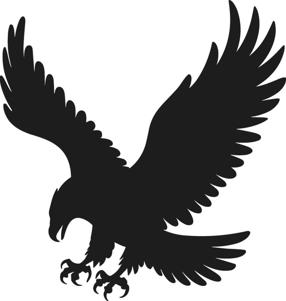 Fierce Attacking Eagle Silhouette - American Patriotic Illustration vector