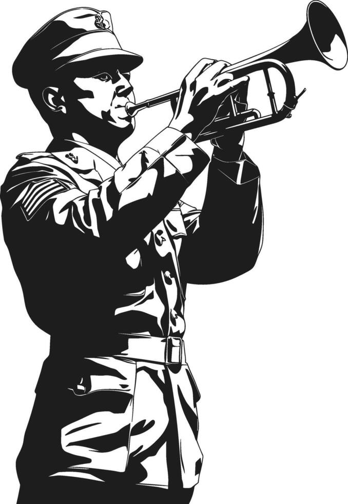 Military Bugler Silhouette - Honoring Fallen Heroes on Memorial Day vector