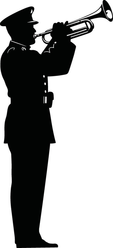 Military Bugler Silhouette Playing Taps - Memorial Day Tribute vector