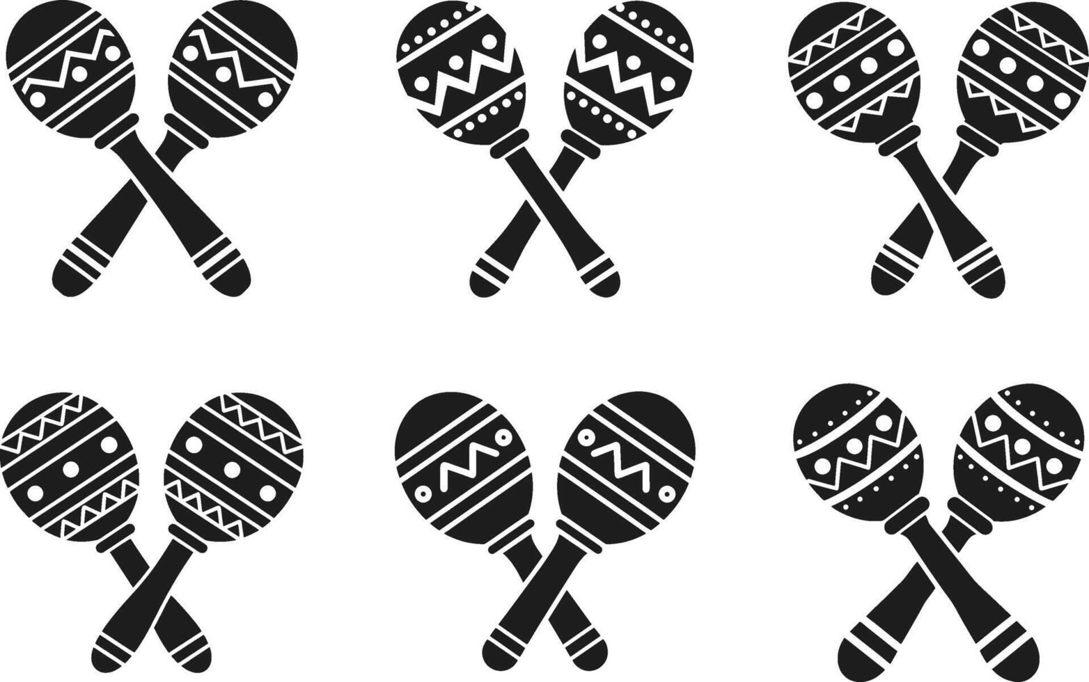 Mexican Maracas Set - Traditional Cinco de Mayo Percussion Icons vector