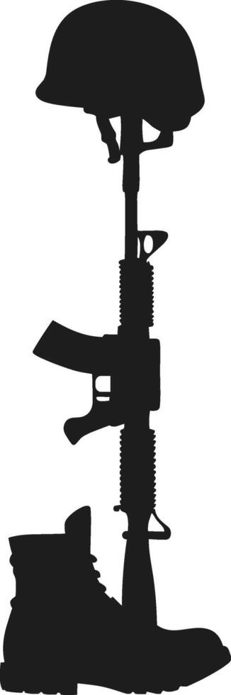 Battlefield Cross Silhouette - Memorial Day Tribute Illustration vector