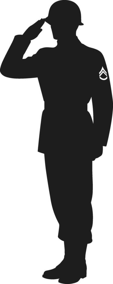 Saluting Military Soldier Silhouette - Memorial Day Tribute vector