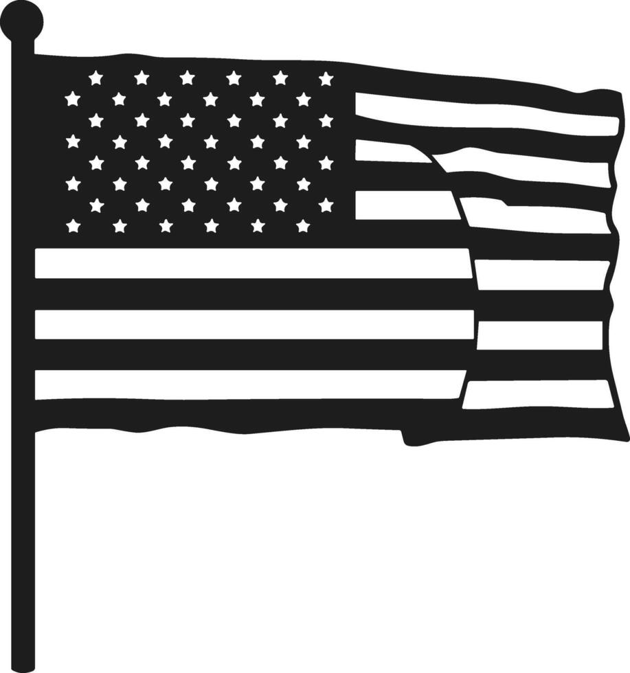 Waving American Flag Silhouette - Patriotic Memorial Day vector