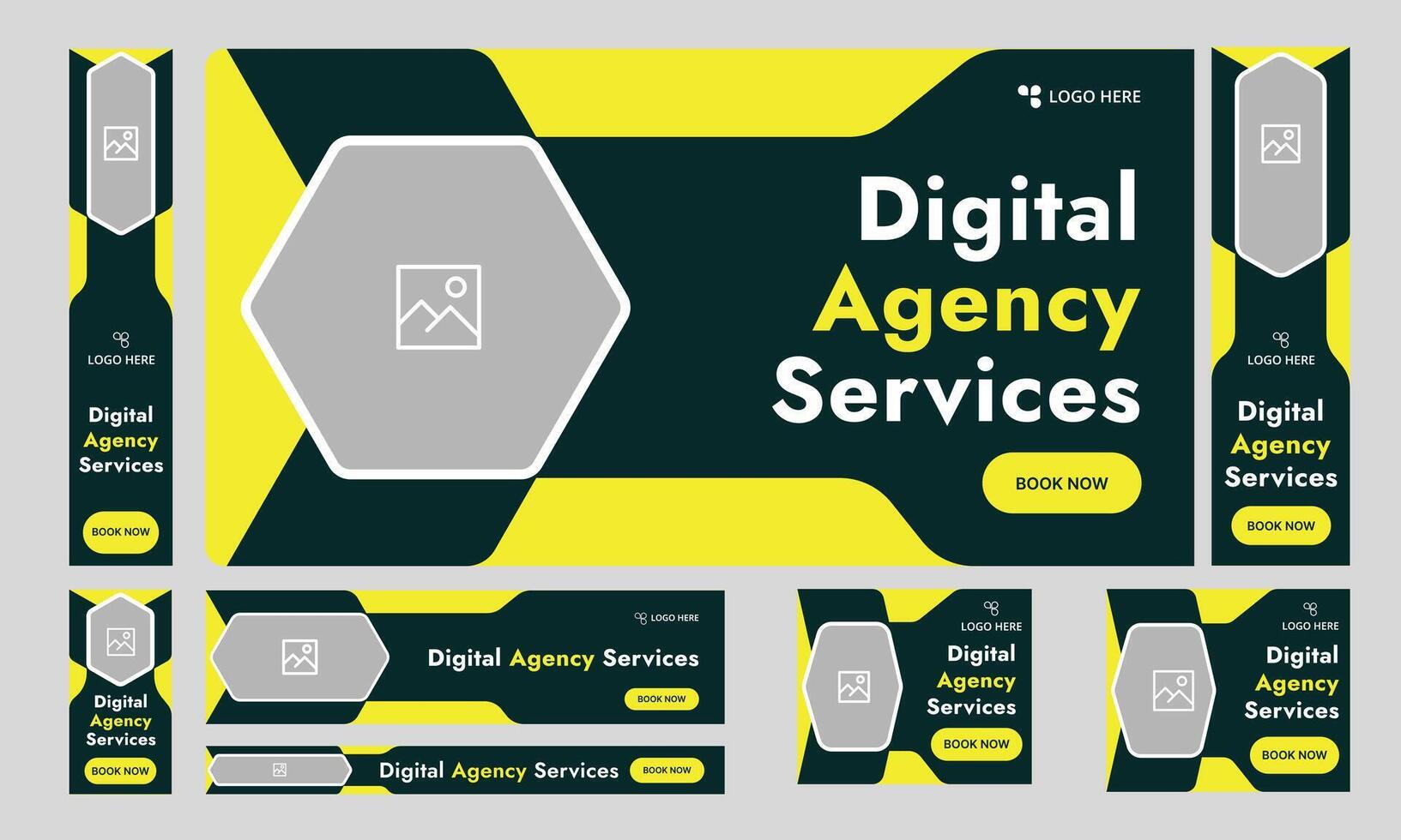 Trendy web bundle banner design for social media post, digital marketing agency web set banner design, fully customizable eps 10 file format vector